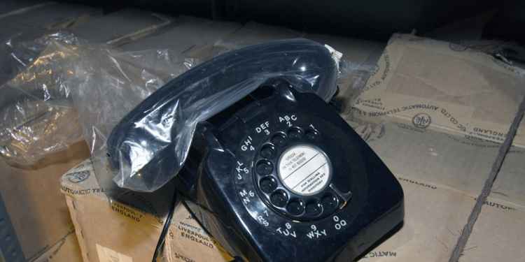 A 700 series phone still in its wrapping in one of the bunker's store rooms.