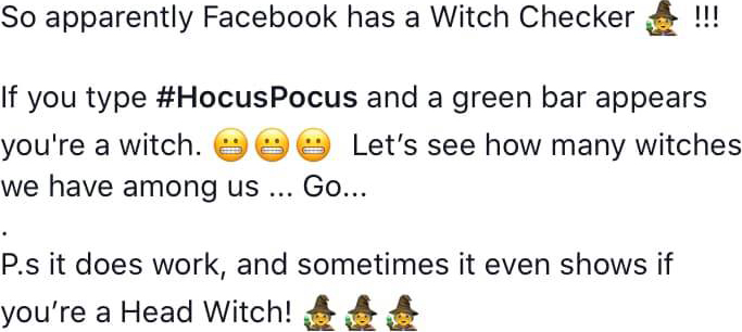 Facebook's #HocusPocus Witch Checker