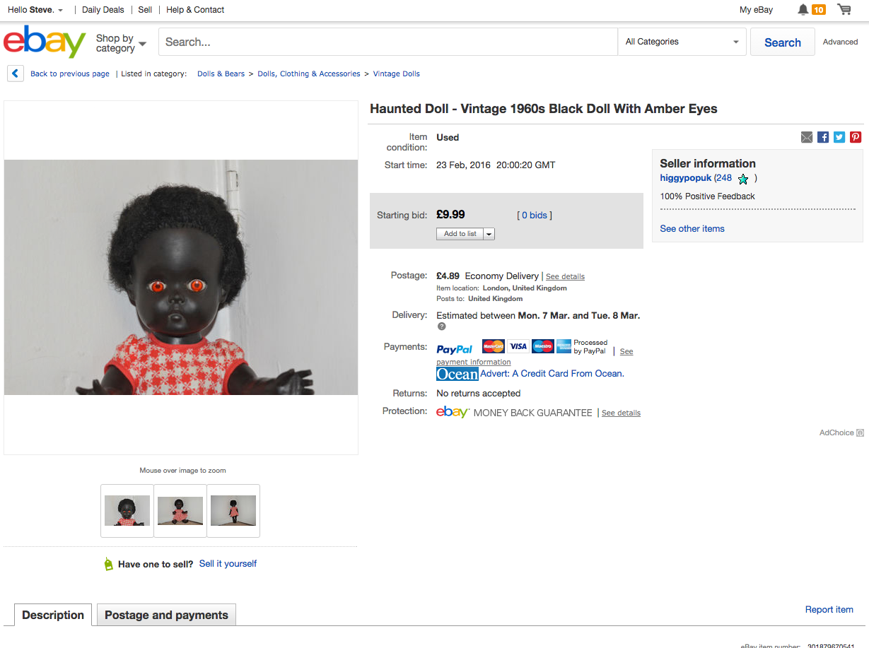 Haunted Doll on eBay