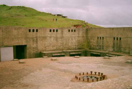 Inside the WWII gun placement, a later addition to the fort.