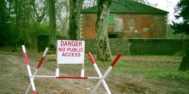 Warning signs at Imber Village.