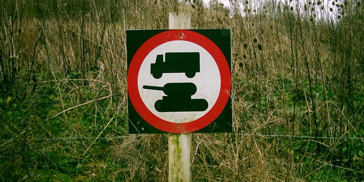 Warning signs at Imber Village.