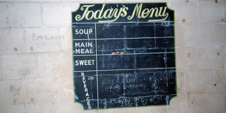 The chalkboard menu in the quarry's canteen.