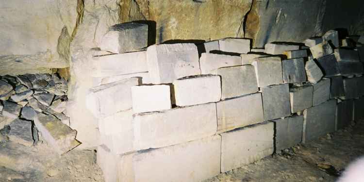 Cut stone in the quarry that was never taken above ground.