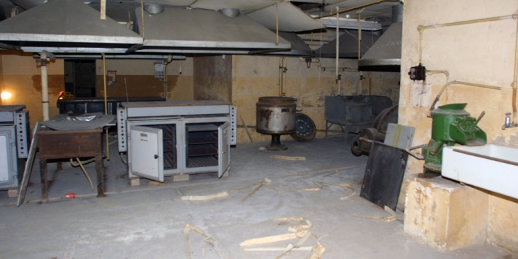 The canteen in the underground barracks.