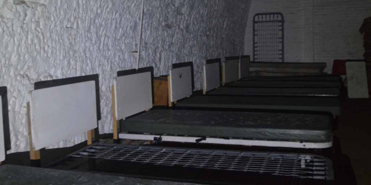 The beds in one of the bunker's dormitories.