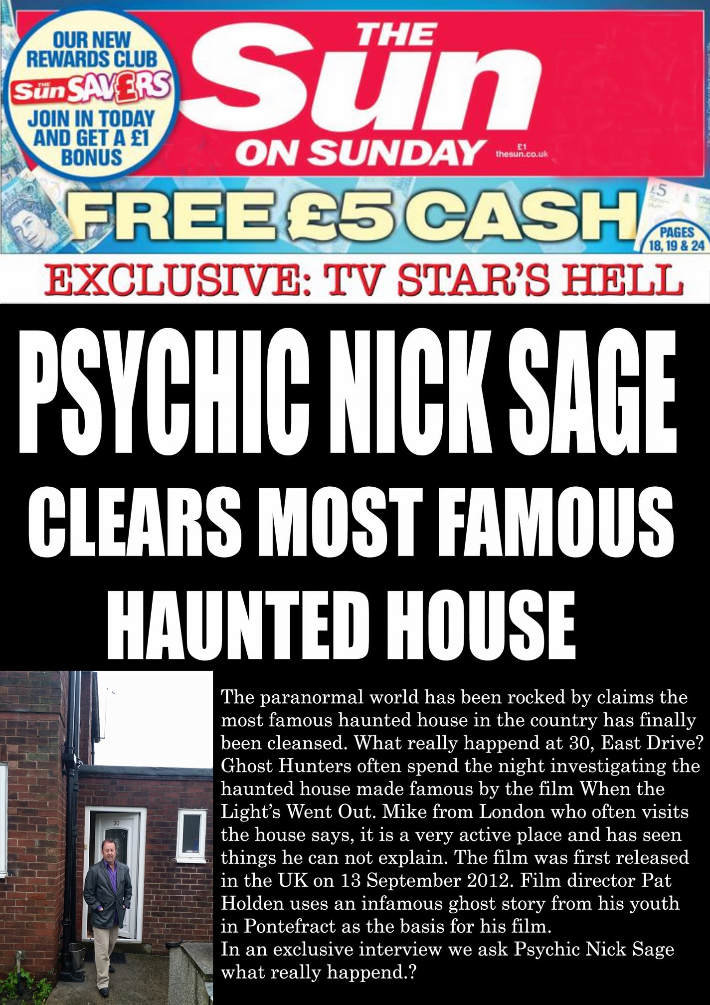 Nick Sage Fake Sun Newspaper Cover