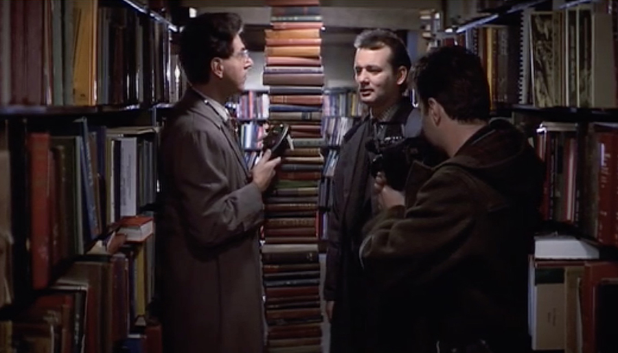 Ghostbusters - symmetrical book stacking