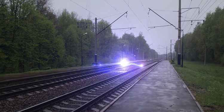 Ball Lightning Over Train Lines