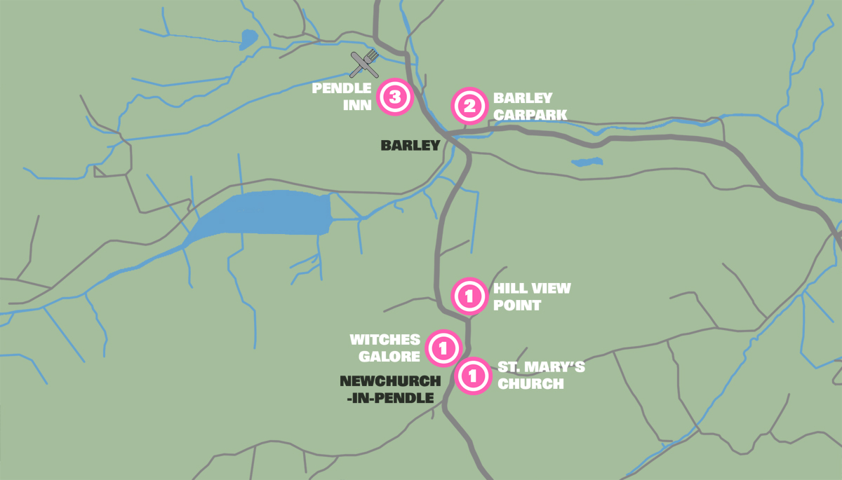 Pendle Hill Day Trip Map