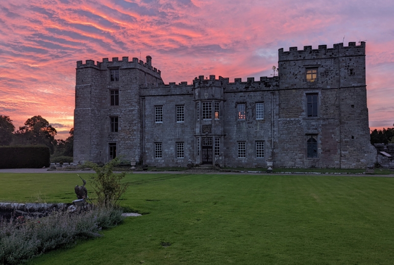 Sunset over the south wall of Chillingham Castle