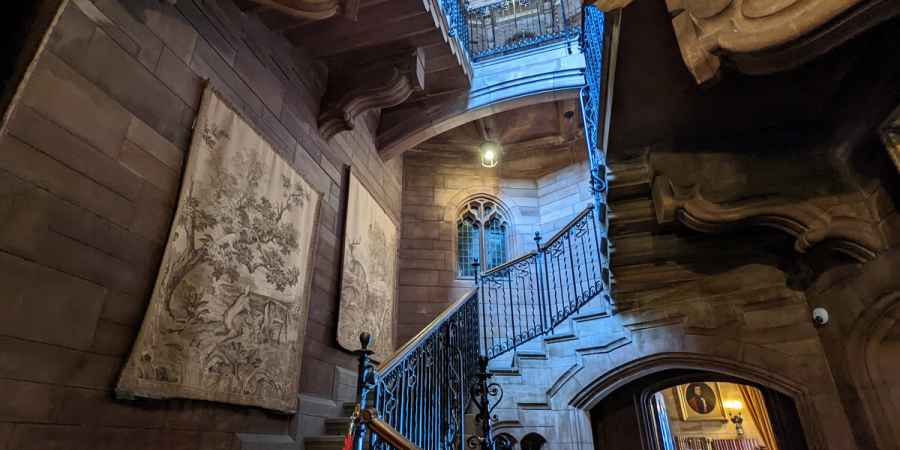 Creepy stone staircase as Bamburgh Castle